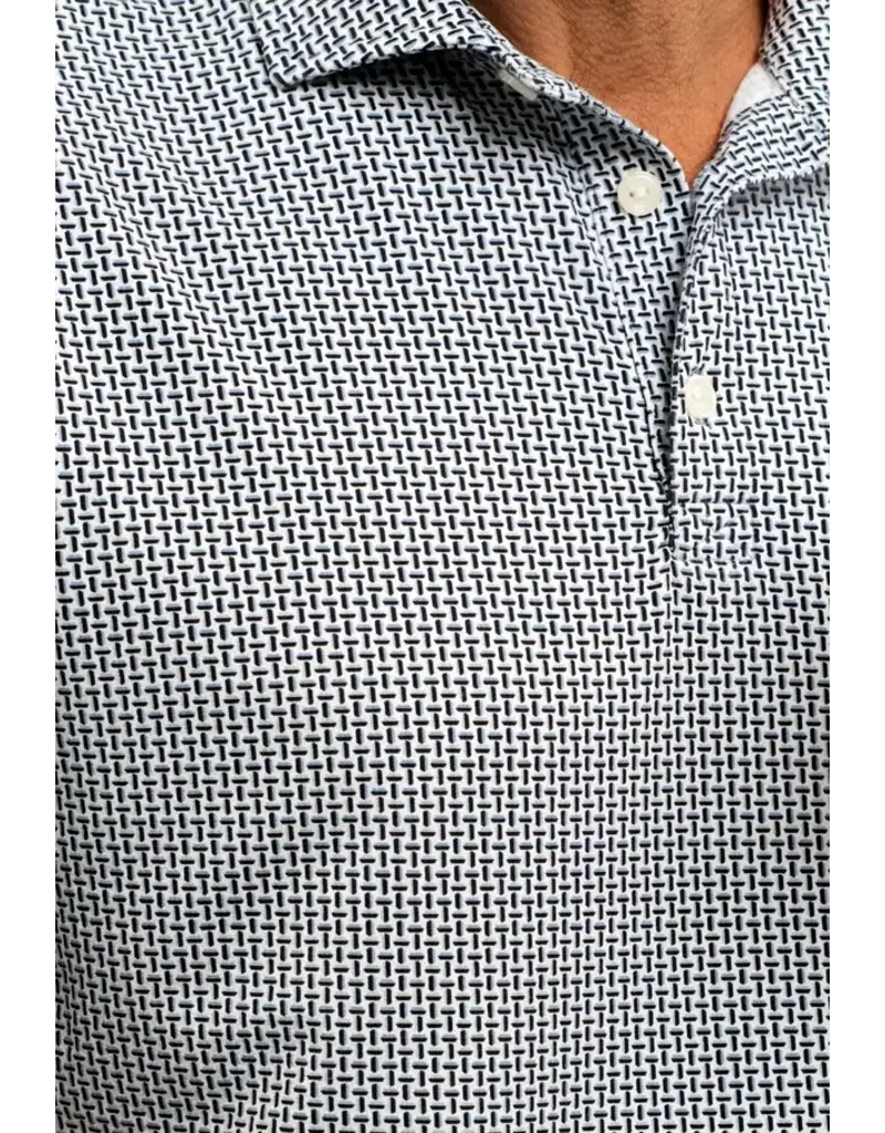 IBKul IBKul Landon Short Sleeve Polo White/Platinum/Black