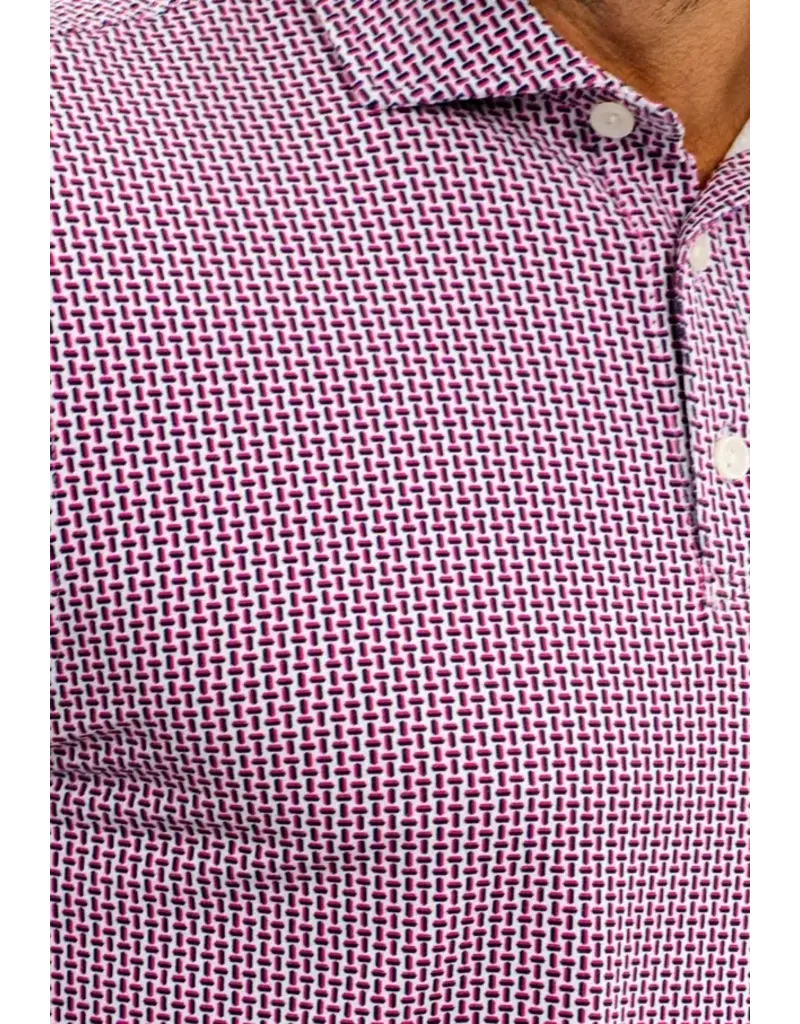 IBKul IBKul Landon Short Sleeve Polo White/Rose/Classic Navy