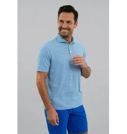 IBKul IBKul Hatched Short Sleeve Polo Pool Party/White/Royal