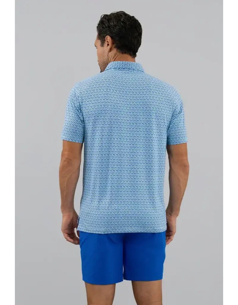 IBKul IBKul Hatched Short Sleeve Polo Pool Party/White/Royal