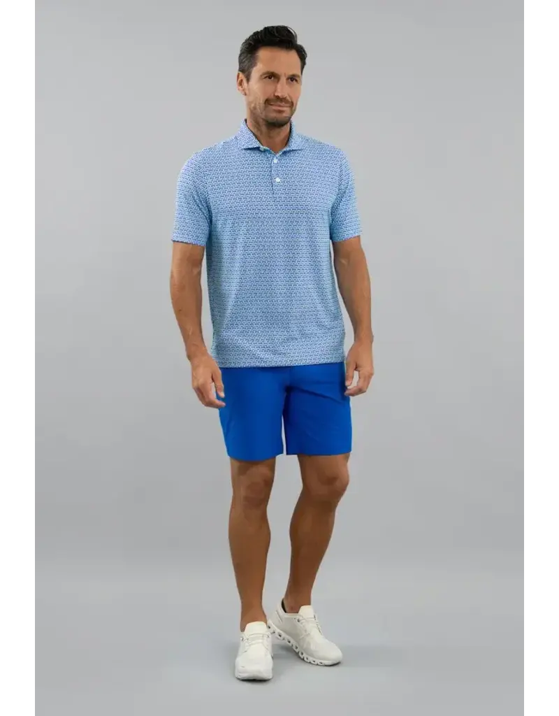 IBKul IBKul Hatched Short Sleeve Polo Pool Party/White/Royal