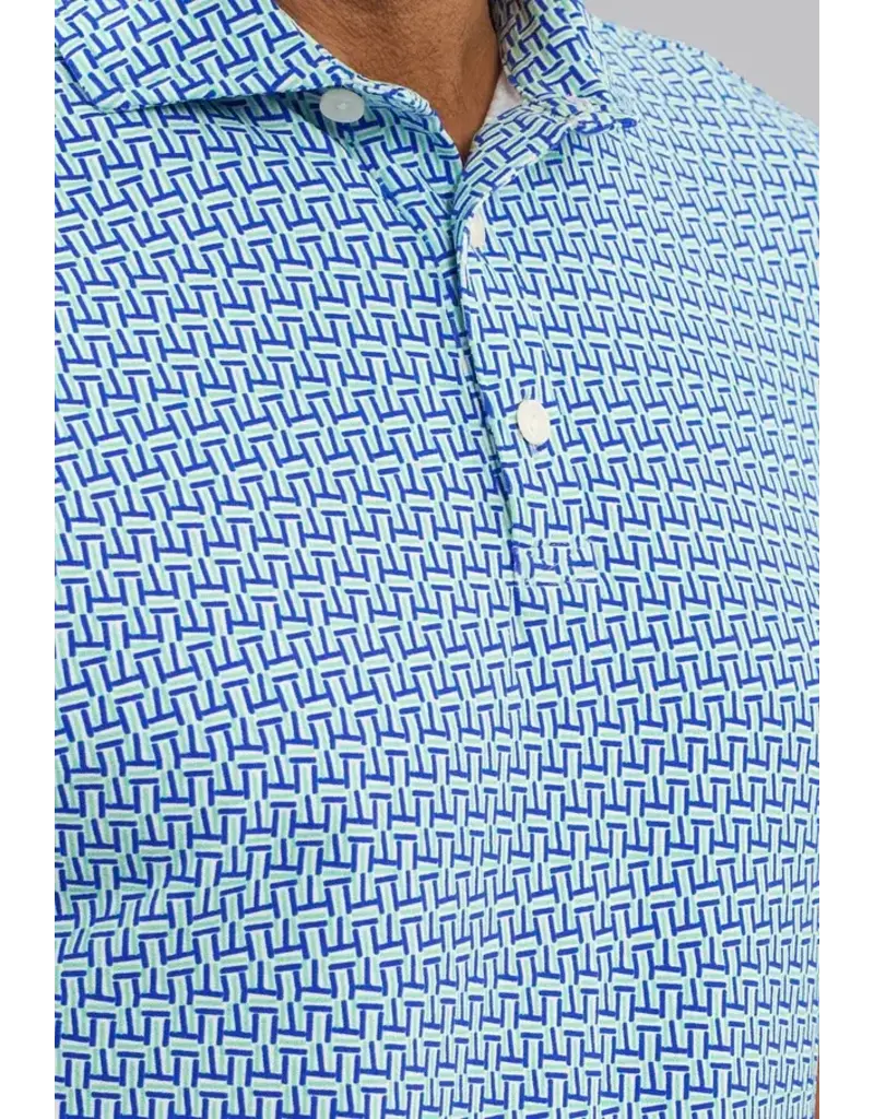 IBKul IBKul Hatched Short Sleeve Polo Pool Party/White/Royal