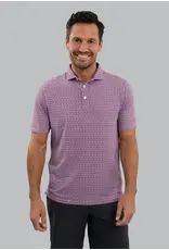 IBKul IBKul Hatched Short Sleeve Polo Rose/White/Classic Navy