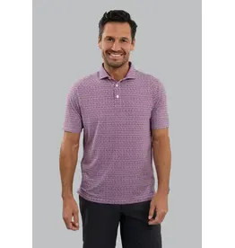 IBKul IBKul Hatched Short Sleeve Polo Rose/White/Classic Navy