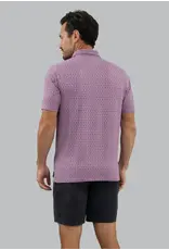 IBKul IBKul Hatched Short Sleeve Polo Rose/White/Classic Navy