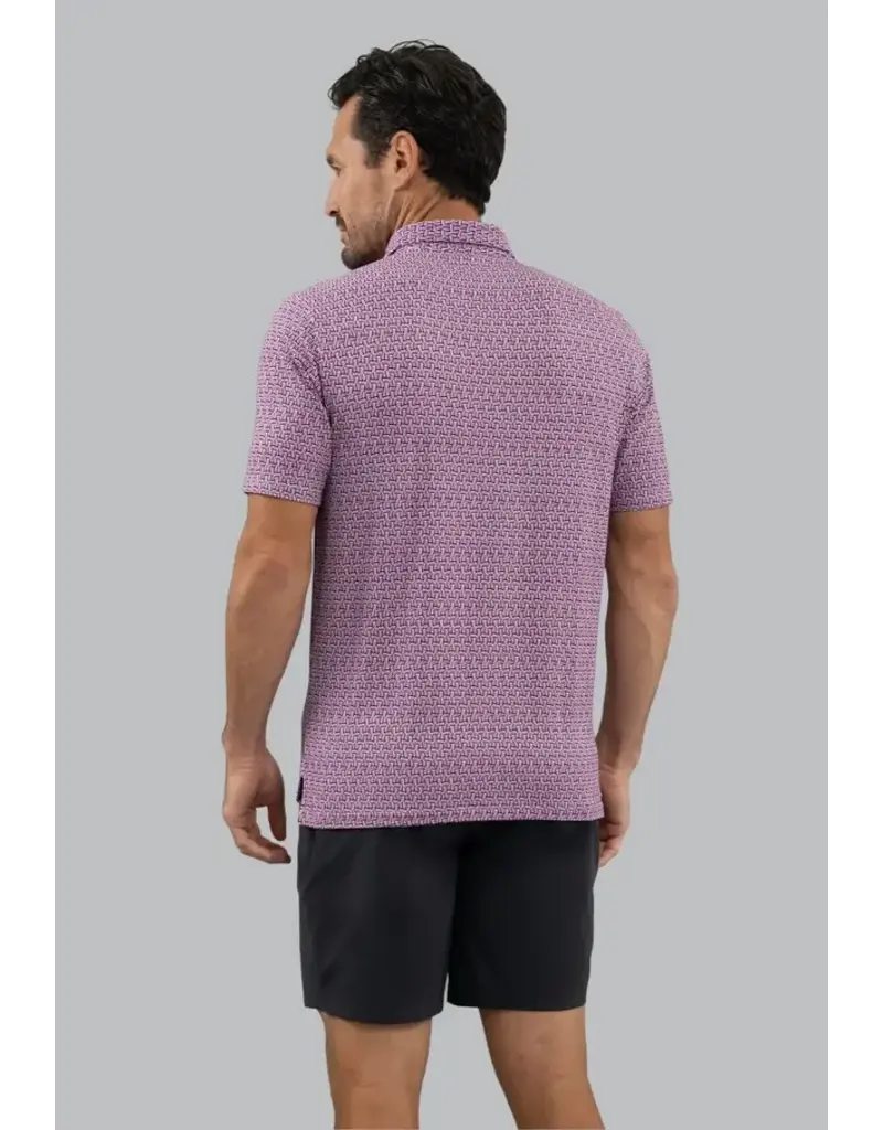 IBKul IBKul Hatched Short Sleeve Polo Rose/White/Classic Navy