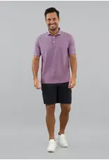 IBKul IBKul Hatched Short Sleeve Polo Rose/White/Classic Navy
