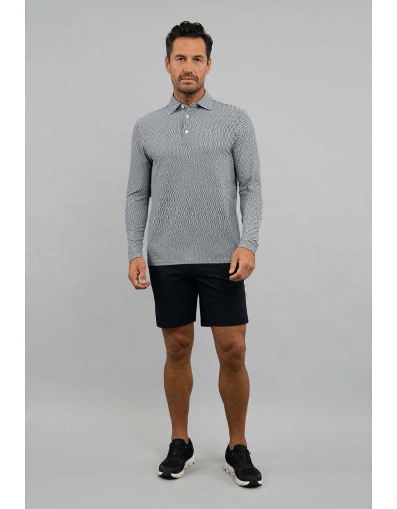 IBKul IBKul Cube Art Long Sleeve Polo White/Platinum/Black