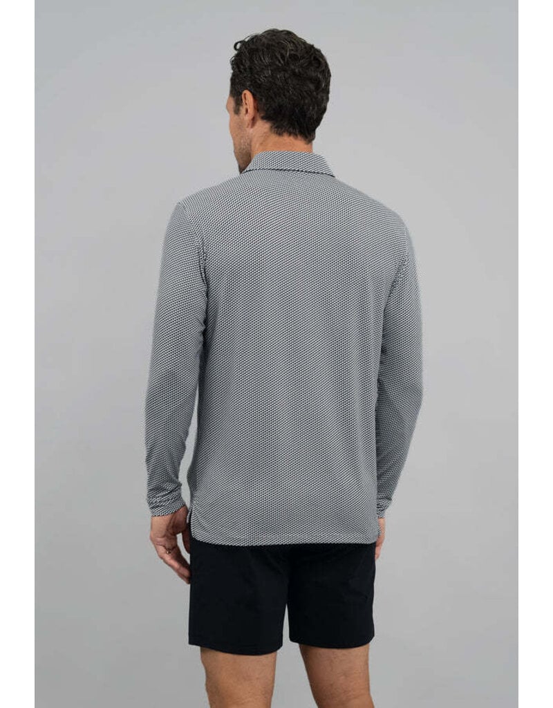 IBKul IBKul Cube Art Long Sleeve Polo White/Platinum/Black
