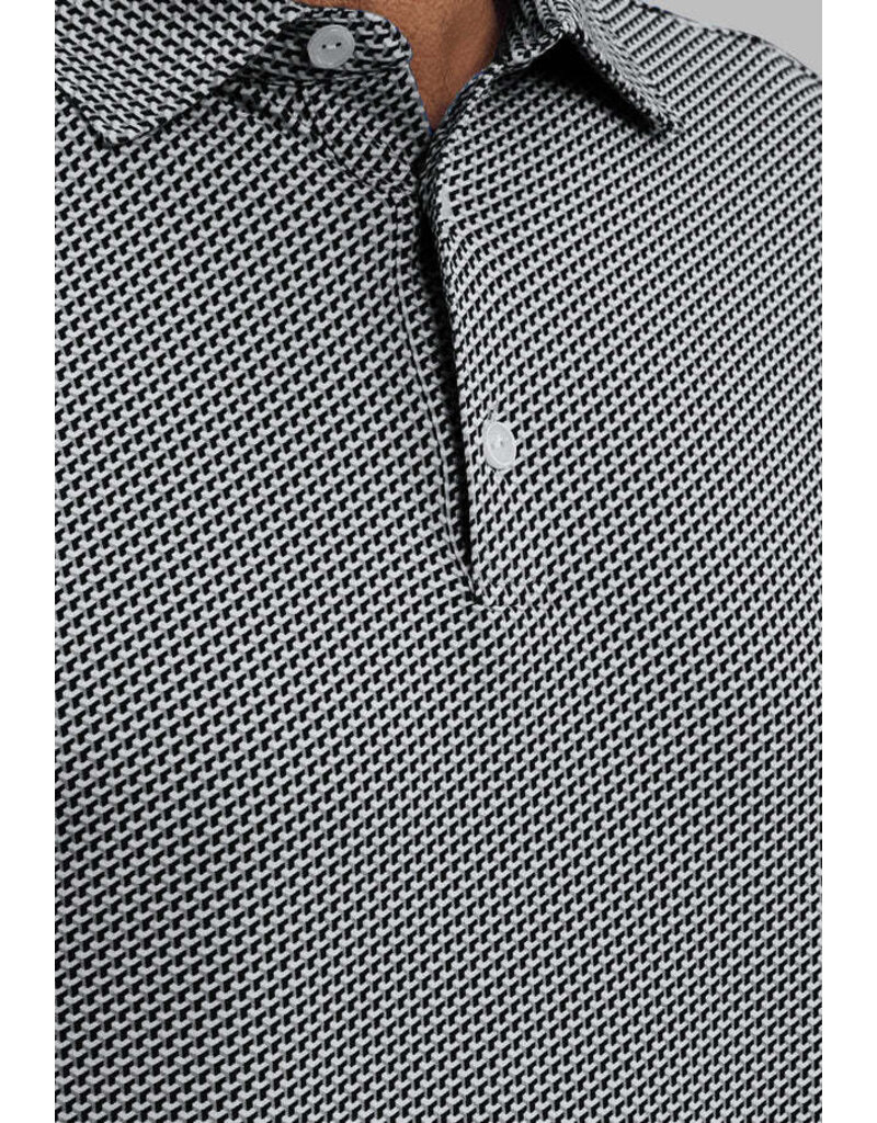 IBKul IBKul Cube Art Long Sleeve Polo White/Platinum/Black