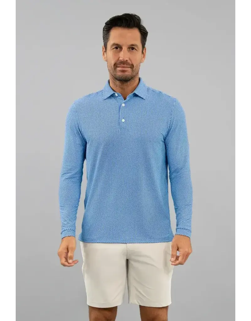 IBKul IBKul Cube Art Long Sleeve Polo White/Pool Party/Royal