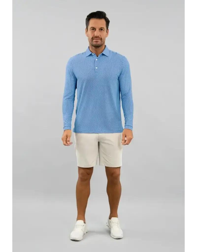 IBKul IBKul Cube Art Long Sleeve Polo White/Pool Party/Royal