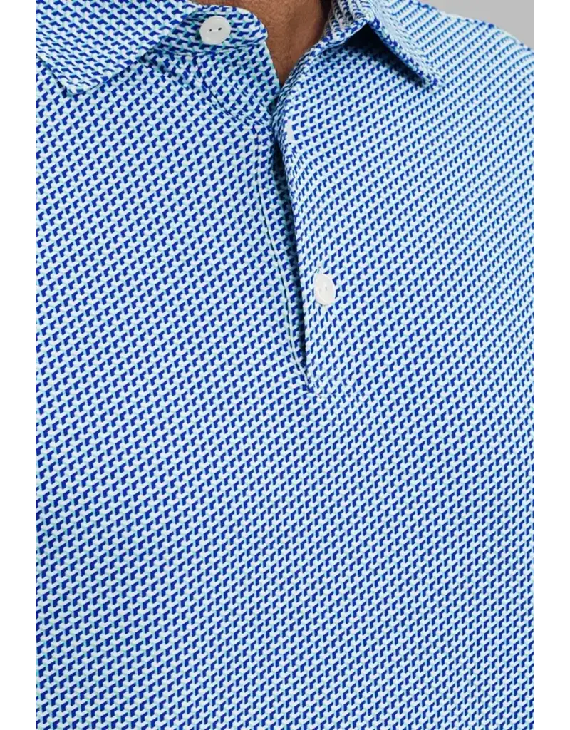 IBKul IBKul Cube Art Long Sleeve Polo White/Pool Party/Royal