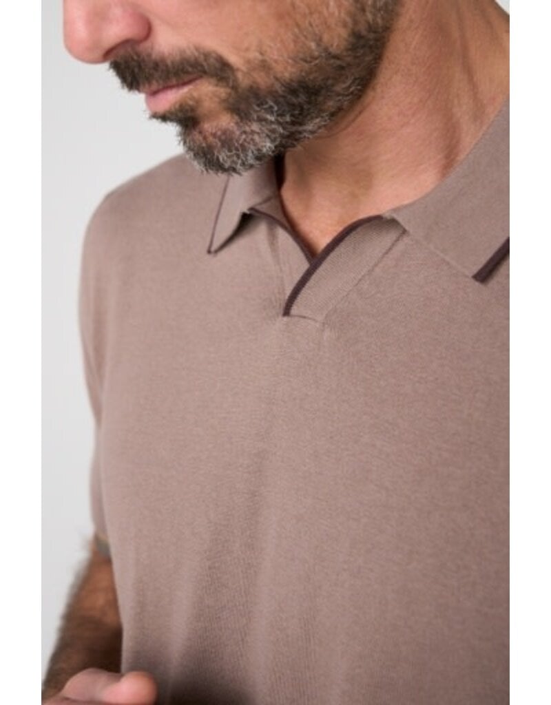 Liverpool Los Angeles Men's Short Sleeve Johnny Collar Sweater with Tipping