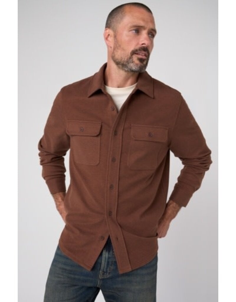 Liverpool Los Angeles Liverpool Men's Knit Long Sleeve Button Up Shirt with Flap Pockets