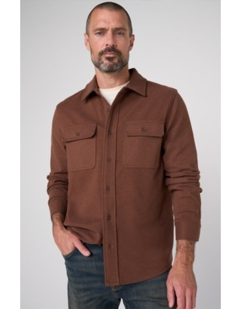 Liverpool Los Angeles Liverpool Men's Knit Long Sleeve Button Up Shirt with Flap Pockets