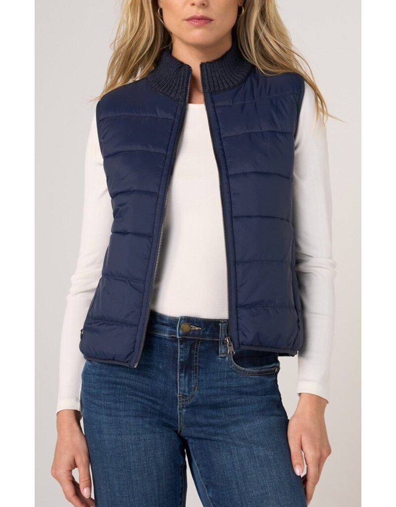 Liverpool Los Angeles Liverpool Sleeveless Reversible Zip Front Quilted Sweater Vest