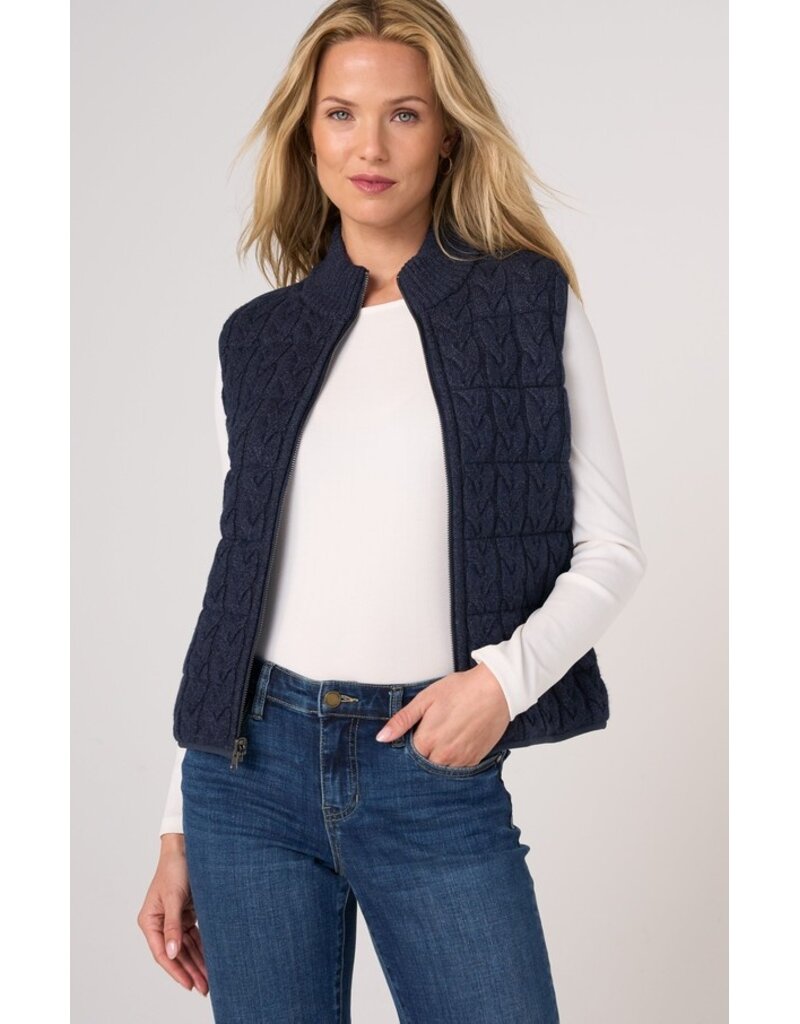 Liverpool Los Angeles Liverpool Sleeveless Reversible Zip Front Quilted Sweater Vest