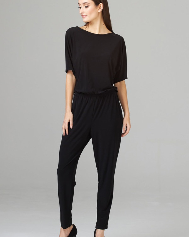 black cap sleeve jumpsuit