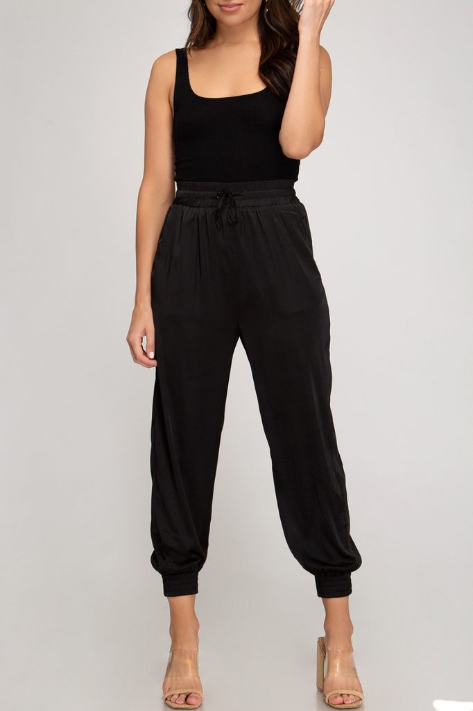 black dressy joggers womens