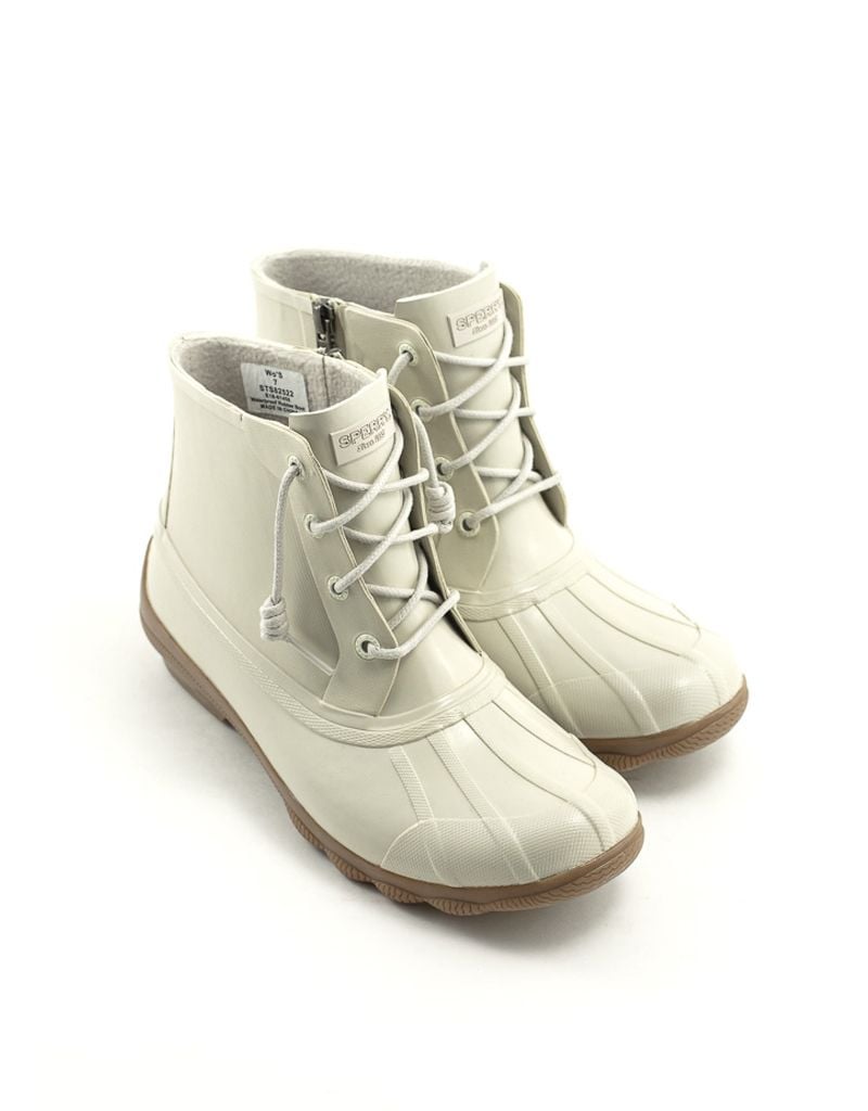 cream colored duck boots