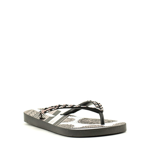 black beaded flip flops