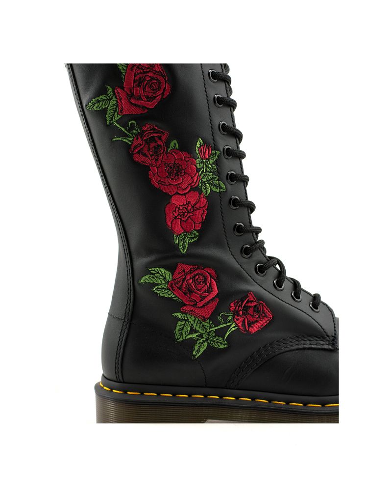 dr martens rose skull boot