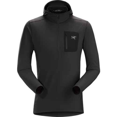 ARCTERYX ARCTERYX RHO LT HOODED ZIP NECK MEN'S (19/20) BLACK-BLK ARCTERYX ARCTERYX RHO LT HOODED ZIP NECK MEN'S (19/20) BLACK-BLK