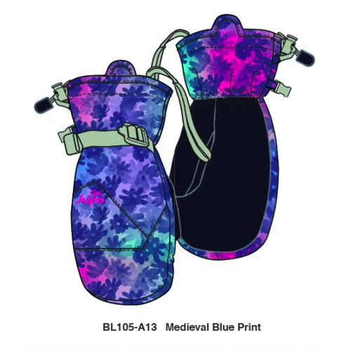 JUPA JUPA KIDS GIRLS PEYTON INSULATED MITTS (19/20) MEDIEVAL BLUE PRINT-BL105-A13 JUPA JUPA KIDS GIRLS PEYTON INSULATED MITTS (19/20) MEDIEVAL BLUE PRINT-BL105-A13