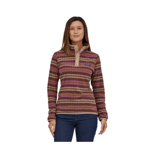 Patagonia Patagonia W'S Micro D Snap-T P/O (22/23) Diamond Stripe: Sisu Brown-Disb Patagonia Patagonia W'S Micro D Snap-T P/O (22/23) Diamond Stripe: Sisu Brown-Disb