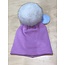 Lindo F Glossy Hat - Ultra Lilac w/ XL Blue Fox Fur Pom - Natural