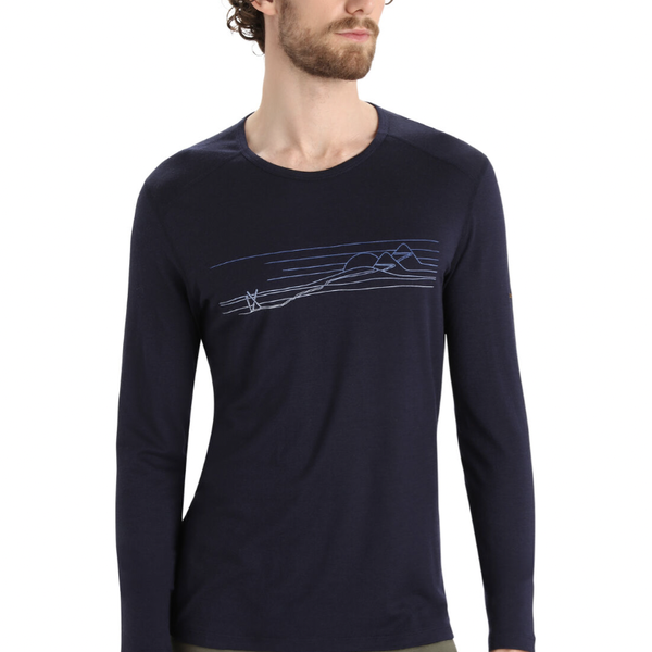 Icebreaker Mens 200 Oasis Long Sleeve Crewe Ski Stripes