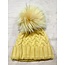 Lindo F Charlie Cable Hat - Buttercup w/ XL Raccoon Pom - Buttercup