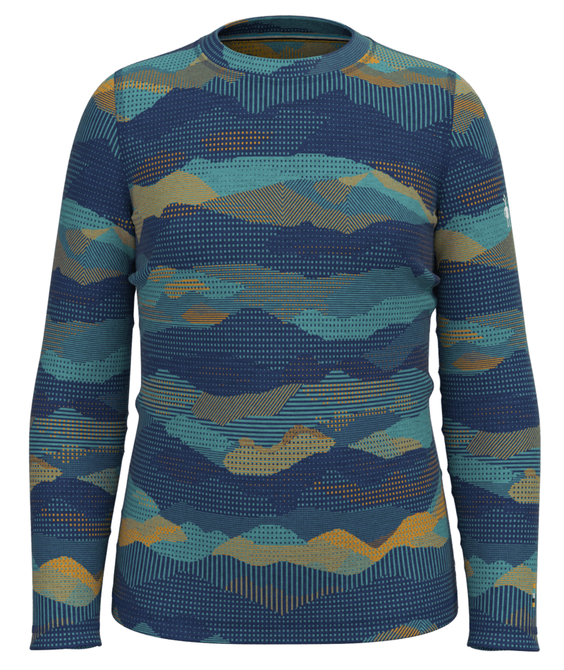Smartwool Kids Classic Thermal Merino Base Layer Crew Boxed (23/24)  Blueberry Mtn Scape-M17