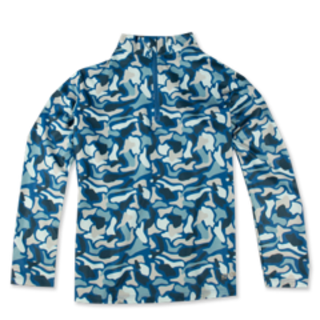 Hot Chillys Youth Velvet Fleece Crew (23/24) Blue Abstract Camo Blc