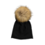 Lindo F Glossy Hat - Black w/ XL Raccoon Pom - Natural