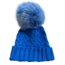 Lindo F Charlie Cable Hat - Blondes Blue w/ XL Fox Fur Pom - Blondes Blue