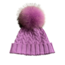 Lindo F Charlie Cable Hat - Ultra Lilac w/ XL Raccoon Pom - Ultra Lilac