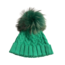 Lindo F Charlie Cable Hat - Kelly Green w/ XL Raccoon Pom - Kelly Green
