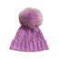 Lindo F Charlie Cable Hat - Ultra Lilac w/ XL Fox Fur Pom - Ultra Lilac