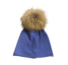 Lindo F Glossy Hat - Baby Jewel w/ XL Raccoon Pom - Natural