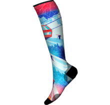Smartwool Ski Zero Cushion Ski Day Print Otc Socks (24/25) Laguna Blue-J96