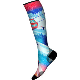 Smartwool Ski Zero Cushion Ski Day Print Otc Socks (25/26) Laguna Blue-J96