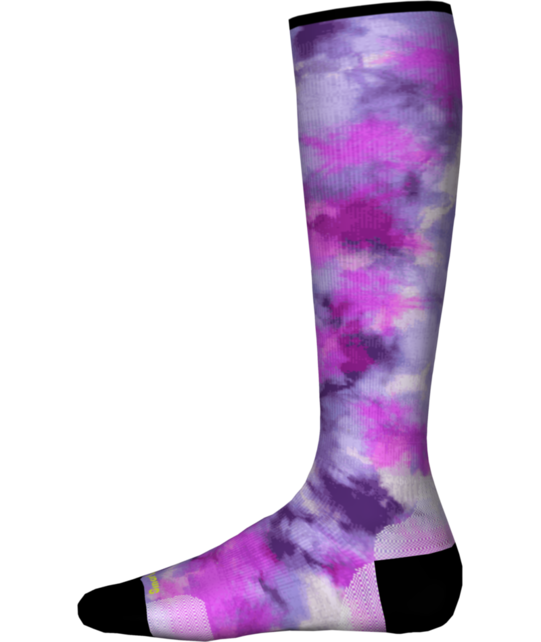 Smartwool Junior Ski Zero Cushion Tie Dye Print Otc Socks (24/25) Purple Iris-L90