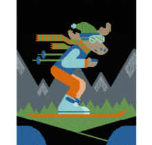 Smartwool Kids' Wintersport Full Cushion Mountain Moose Pattern Otc Socks (24/25) Black-001