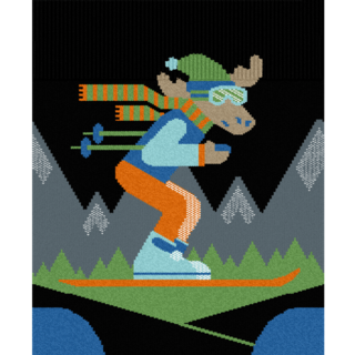 Smartwool Kids' Wintersport Full Cushion Mountain Moose Pattern Otc Socks (25/26) Black-001