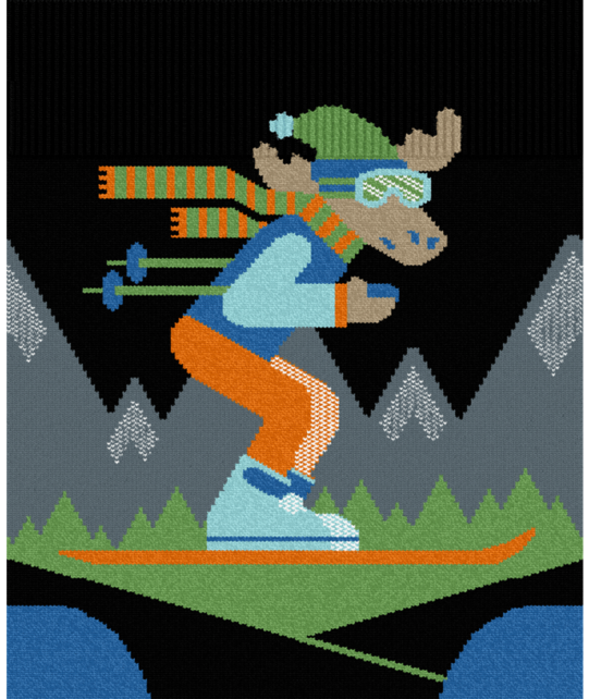 Smartwool Kids' Wintersport Full Cushion Mountain Moose Otc Socks (25/26) Black-001