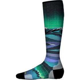 Smartwool Junior Ski Zero Cushion Aurora Flash Print Otc Socks (25/26) Black-001