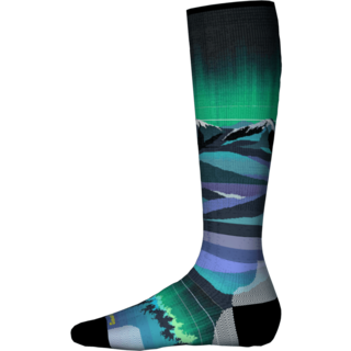 Smartwool Junior Ski Zero Cushion Aurora Flash Print Otc Socks (25/26) Black-001