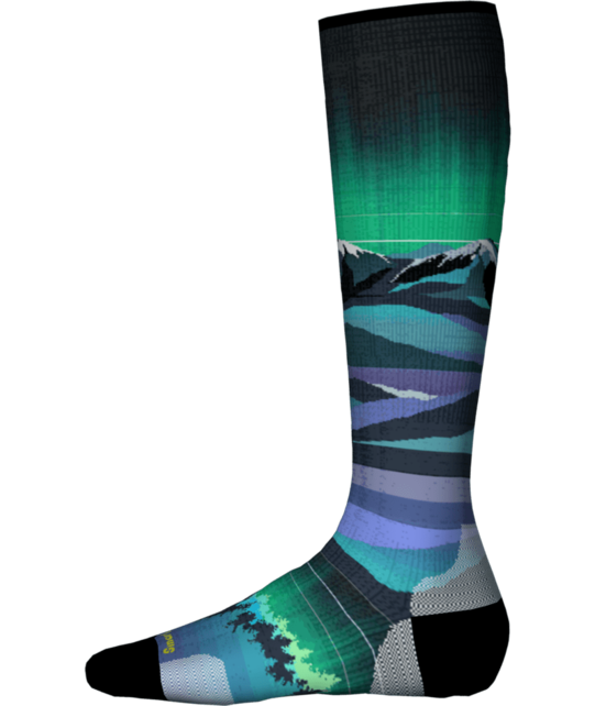 Smartwool Junior Ski Zero Cushion Aurora Flash Print Otc Socks (25/26) Black-001